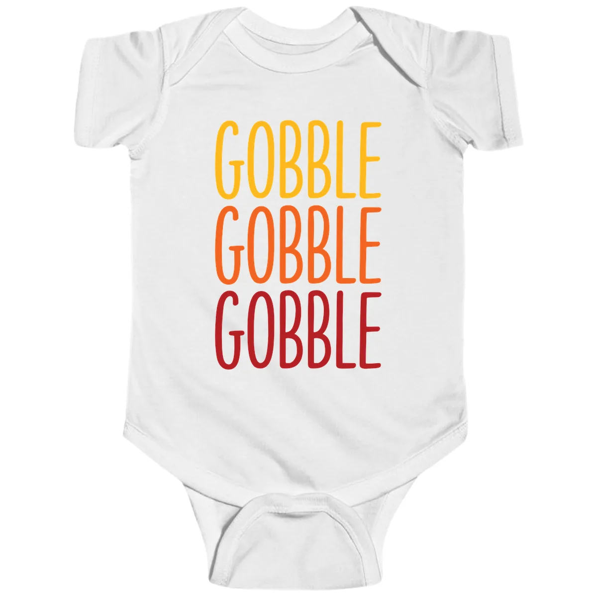 Gobble Gobble Thanksgiving Greeting Baby Onesie in White