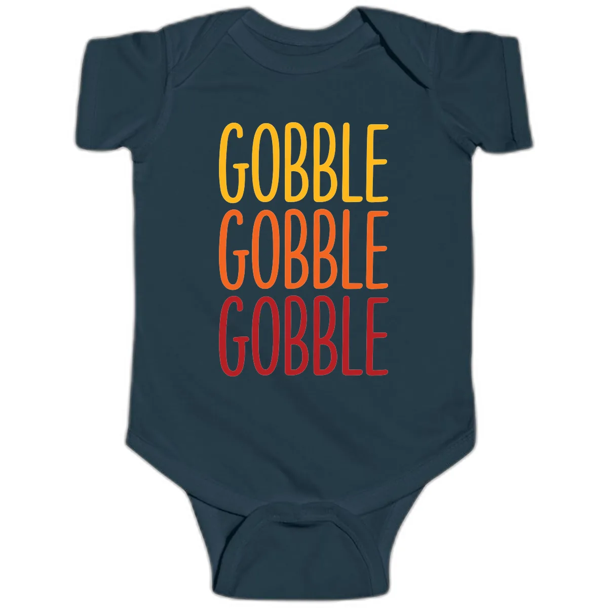 Gobble Gobble Thanksgiving Greeting Baby Onesie in Navy