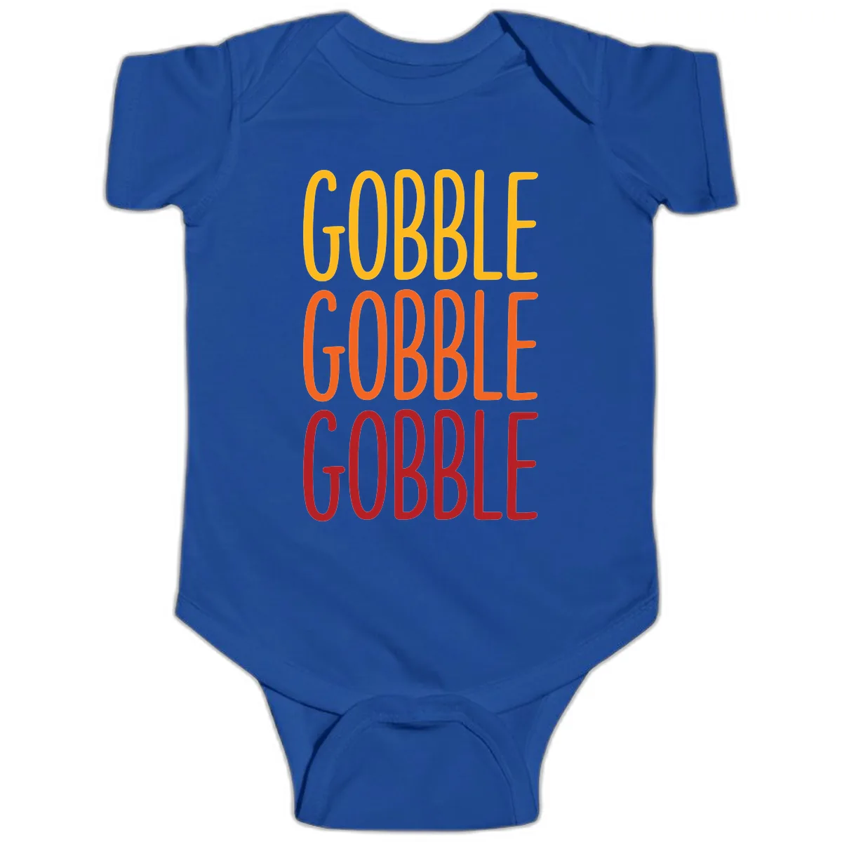 Gobble Gobble Thanksgiving Greeting Baby Onesie in Royal