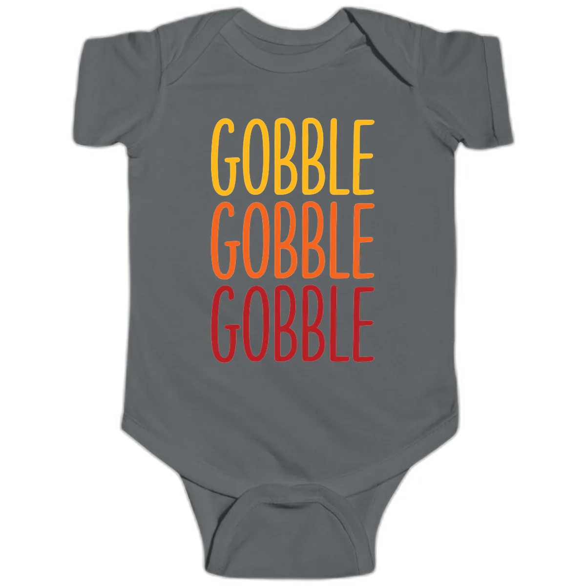 Gobble Gobble Thanksgiving Greeting Baby Onesie in Charcoal