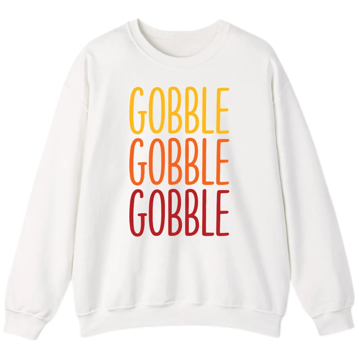 Gobble Gobble Thanksgiving Greeting Sweatshirt in White