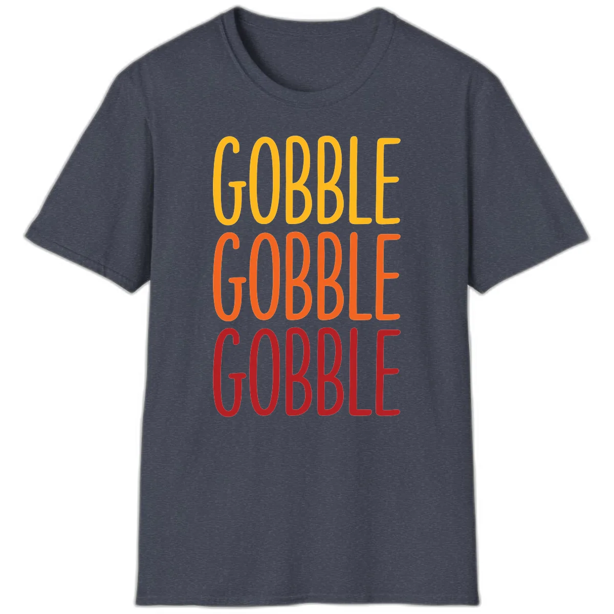Gobble Gobble Thanksgiving Greeting T-Shirt in Heather Navy