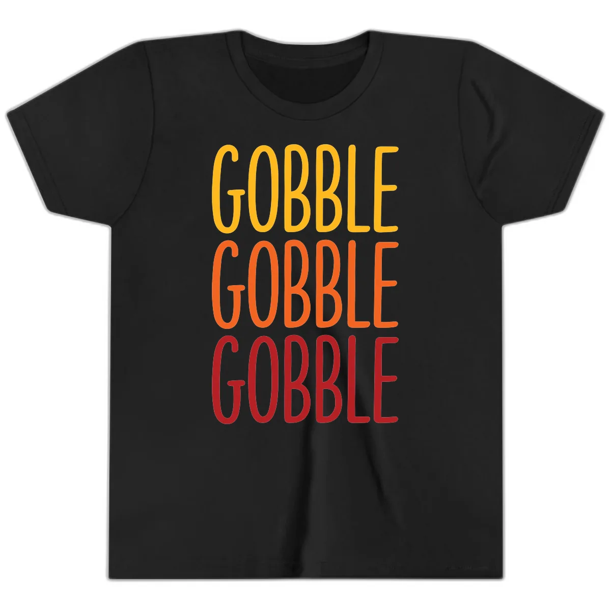 Gobble Gobble Thanksgiving Greeting Youth T-Shirt in Black