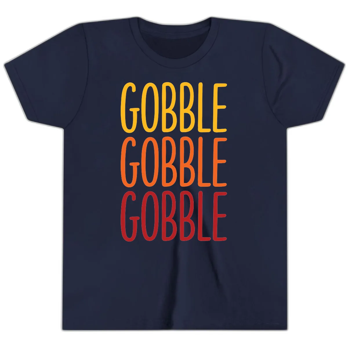 Gobble Gobble Thanksgiving Greeting Youth T-Shirt in Navy