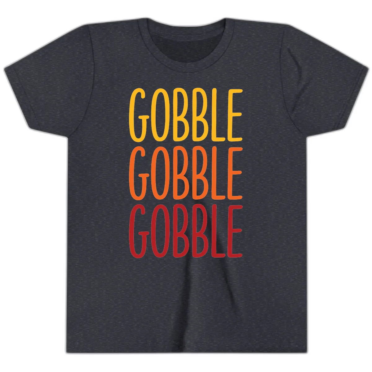 Gobble Gobble Thanksgiving Greeting Youth T-Shirt in Heather Navy