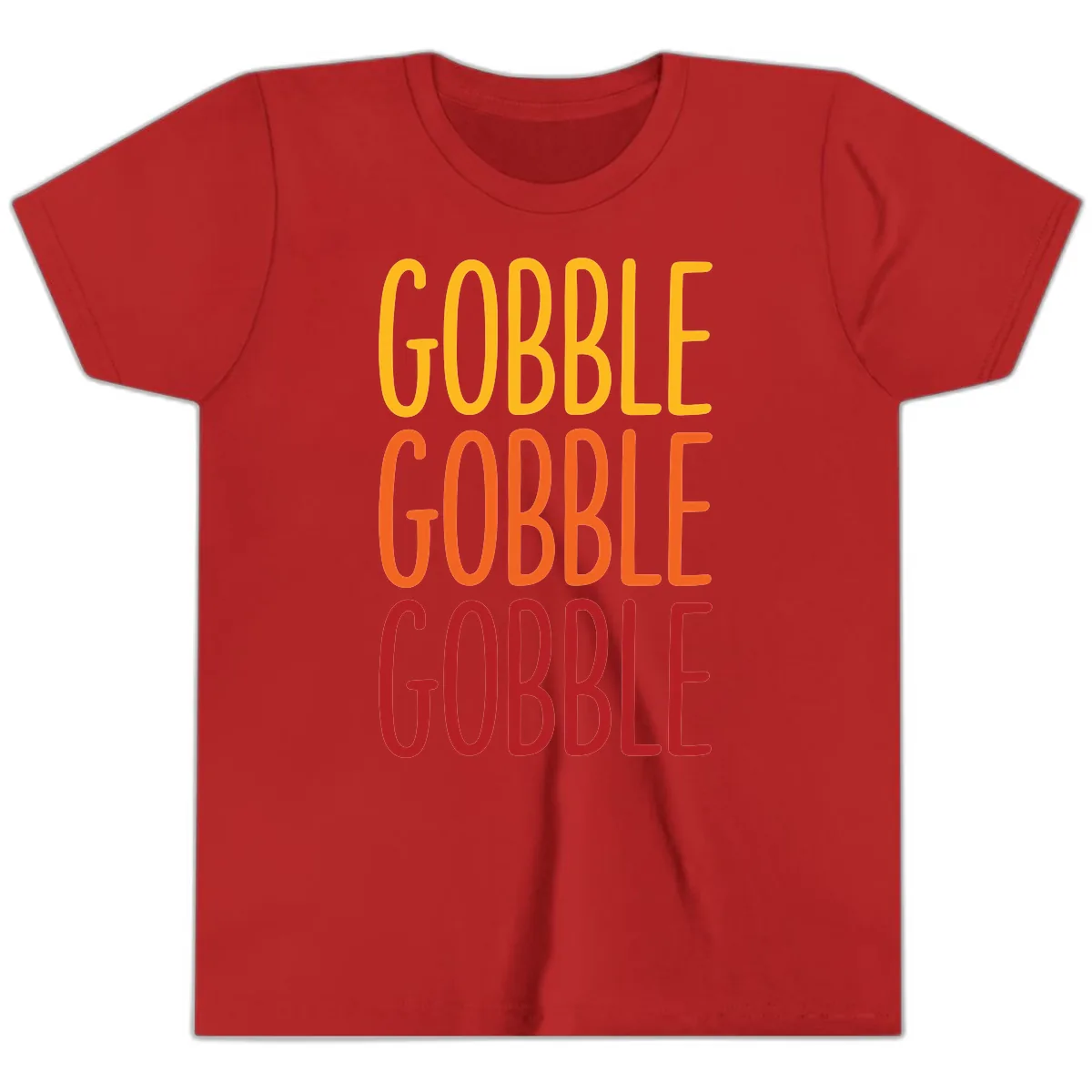 Gobble Gobble Thanksgiving Greeting Youth T-Shirt in Red