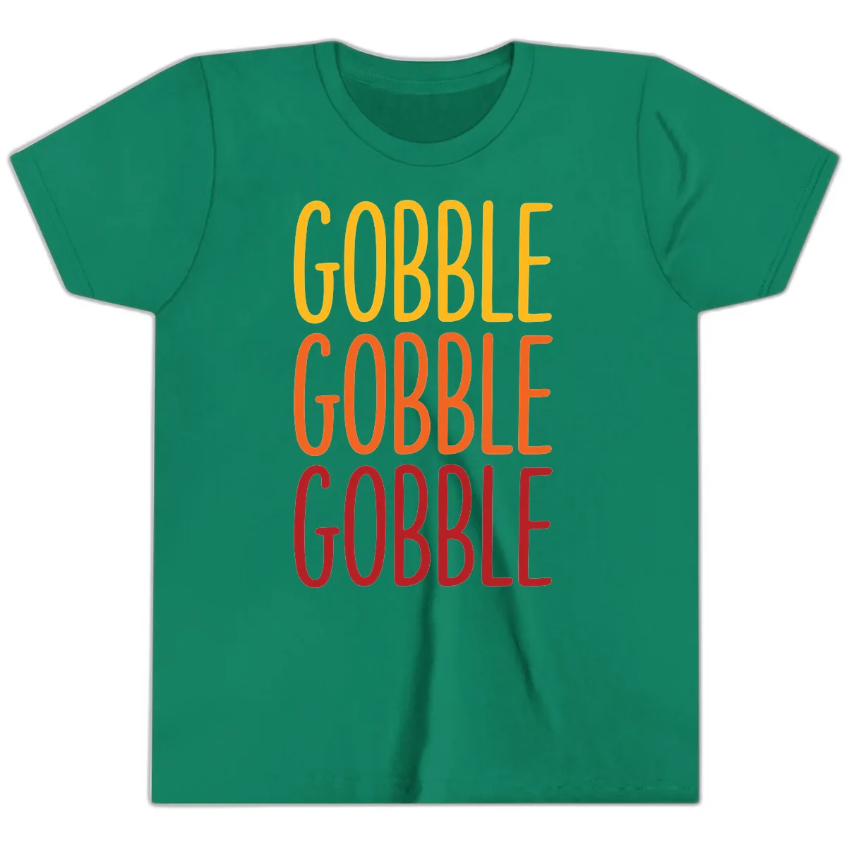 Gobble Gobble Thanksgiving Greeting Youth T-Shirt in Kelly