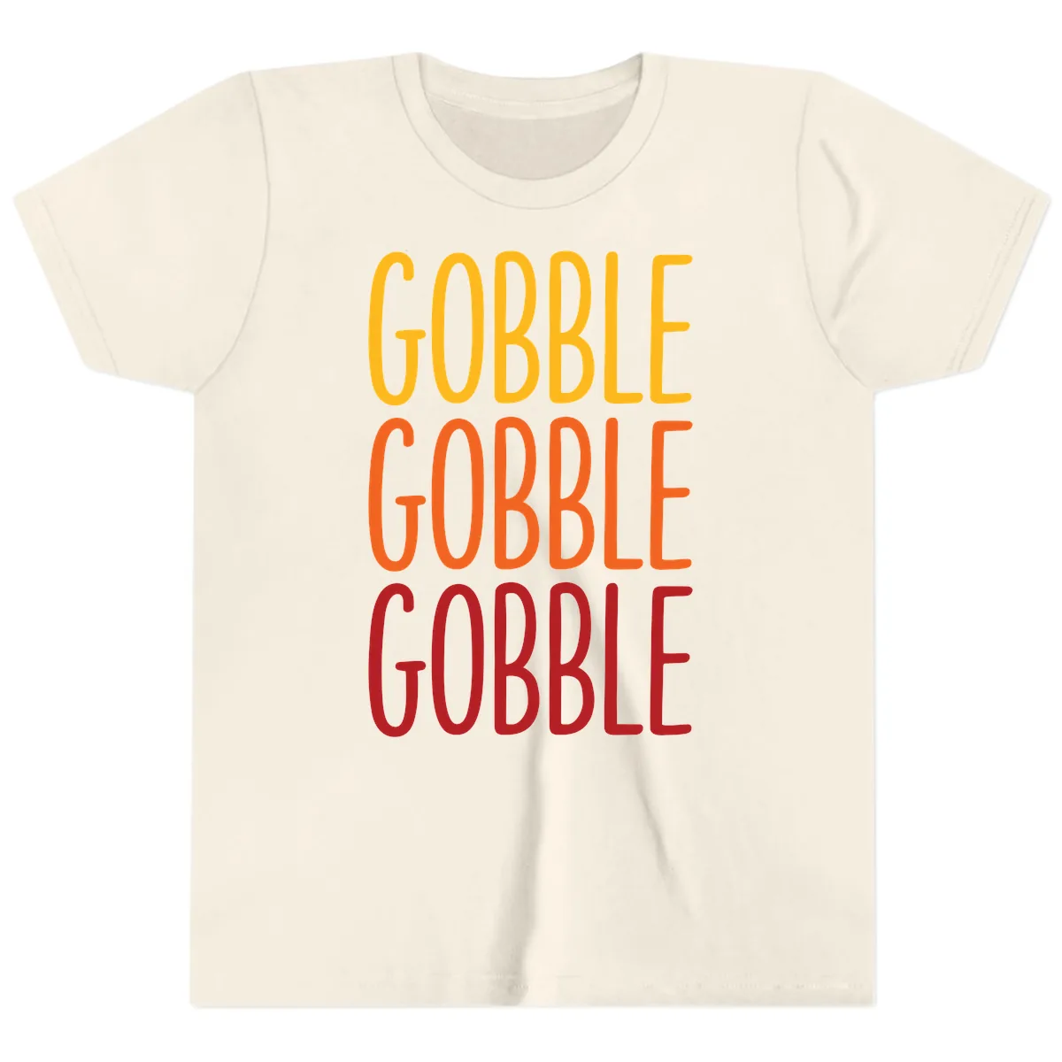 Gobble Gobble Thanksgiving Greeting Youth T-Shirt in Natural