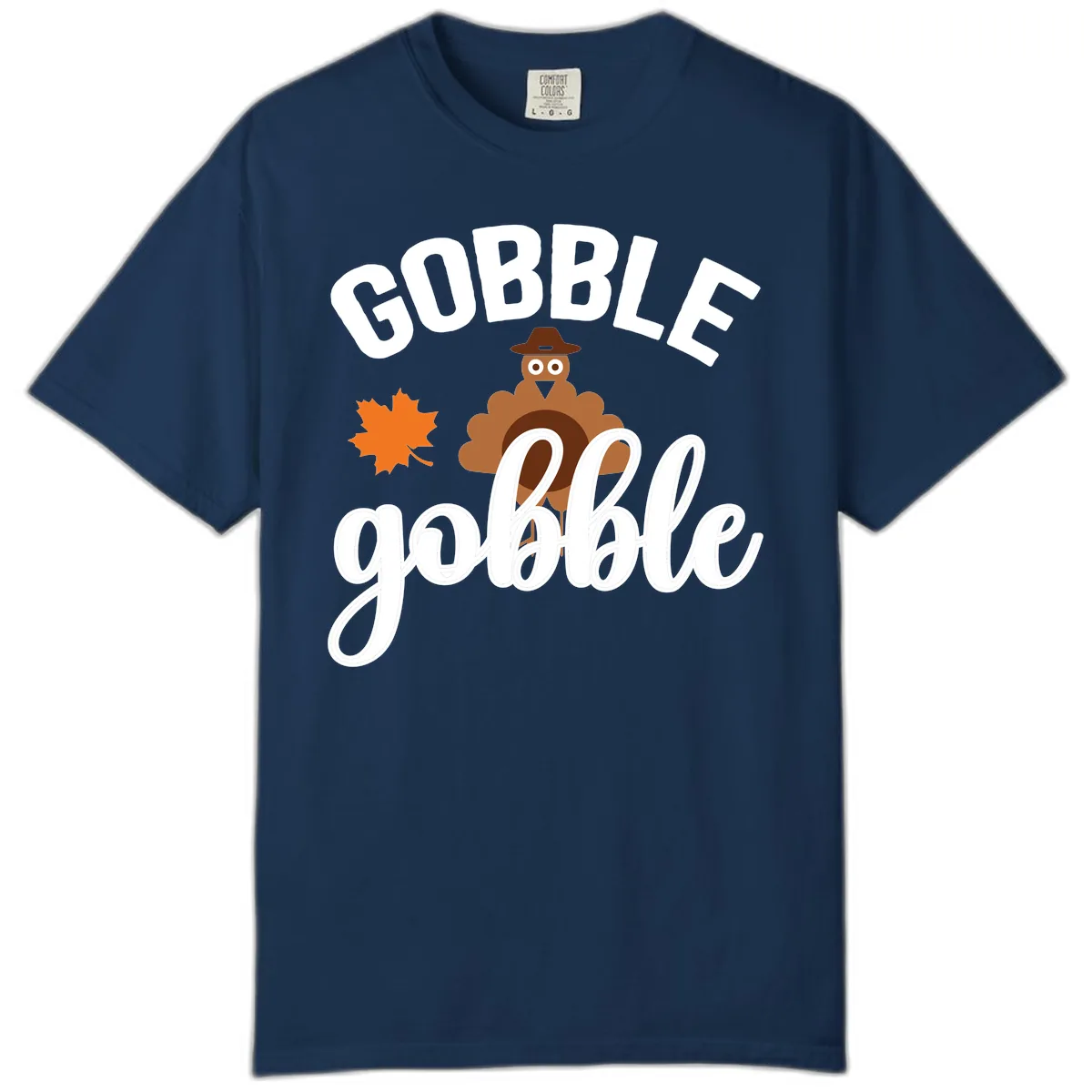 Gobble Gobble Turkey Thanksgiving Design Comfort Color in Navy