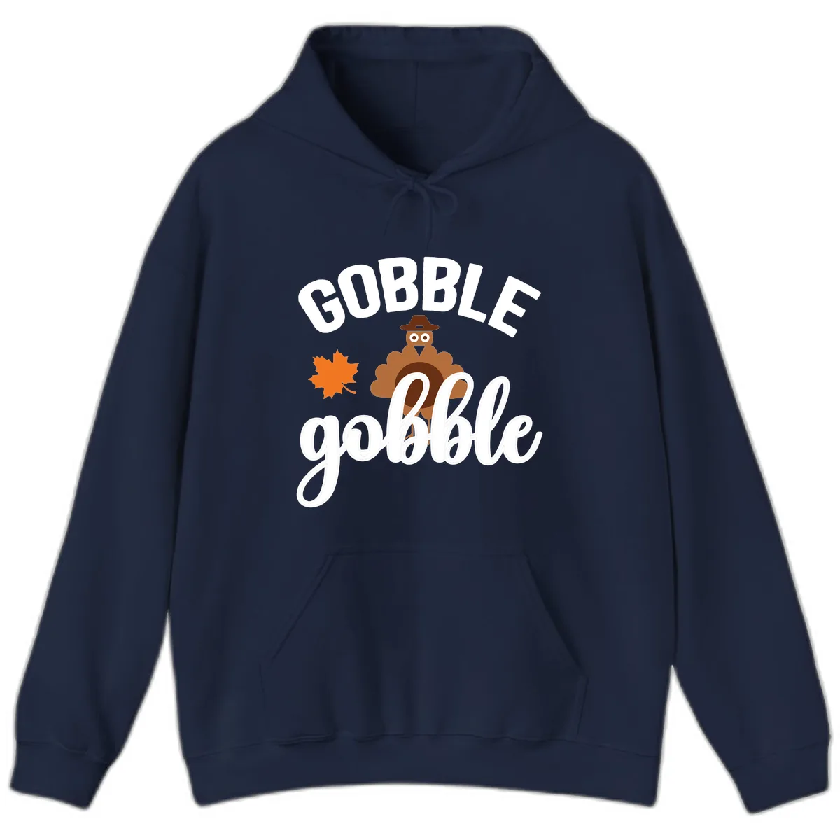 Gobble Gobble Turkey Thanksgiving Design Hoodie in Navy