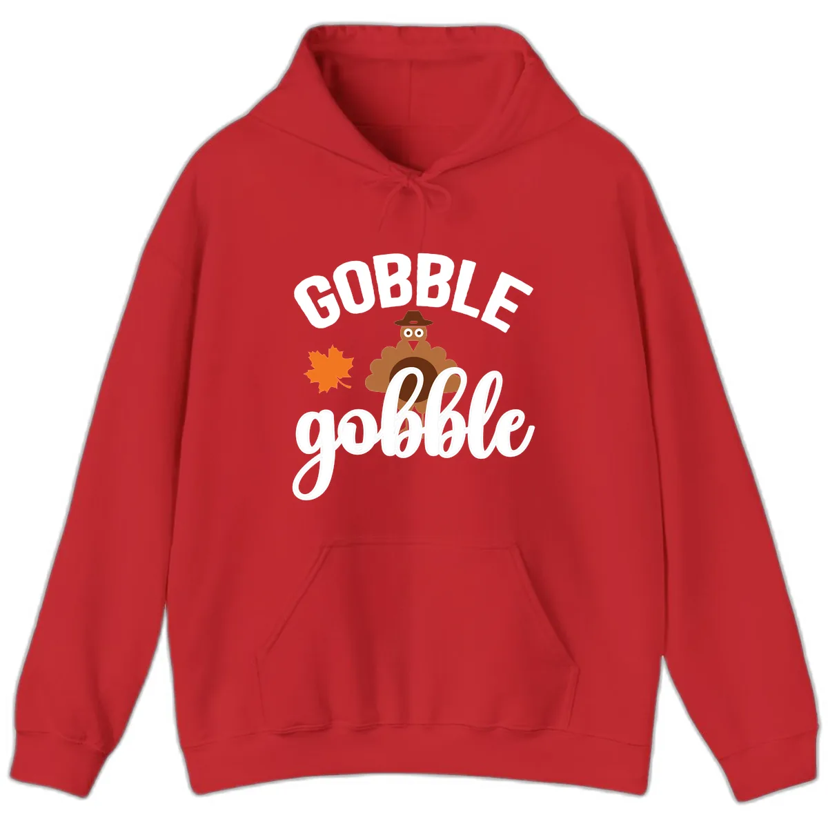 Gobble Gobble Turkey Thanksgiving Design Hoodie in Red