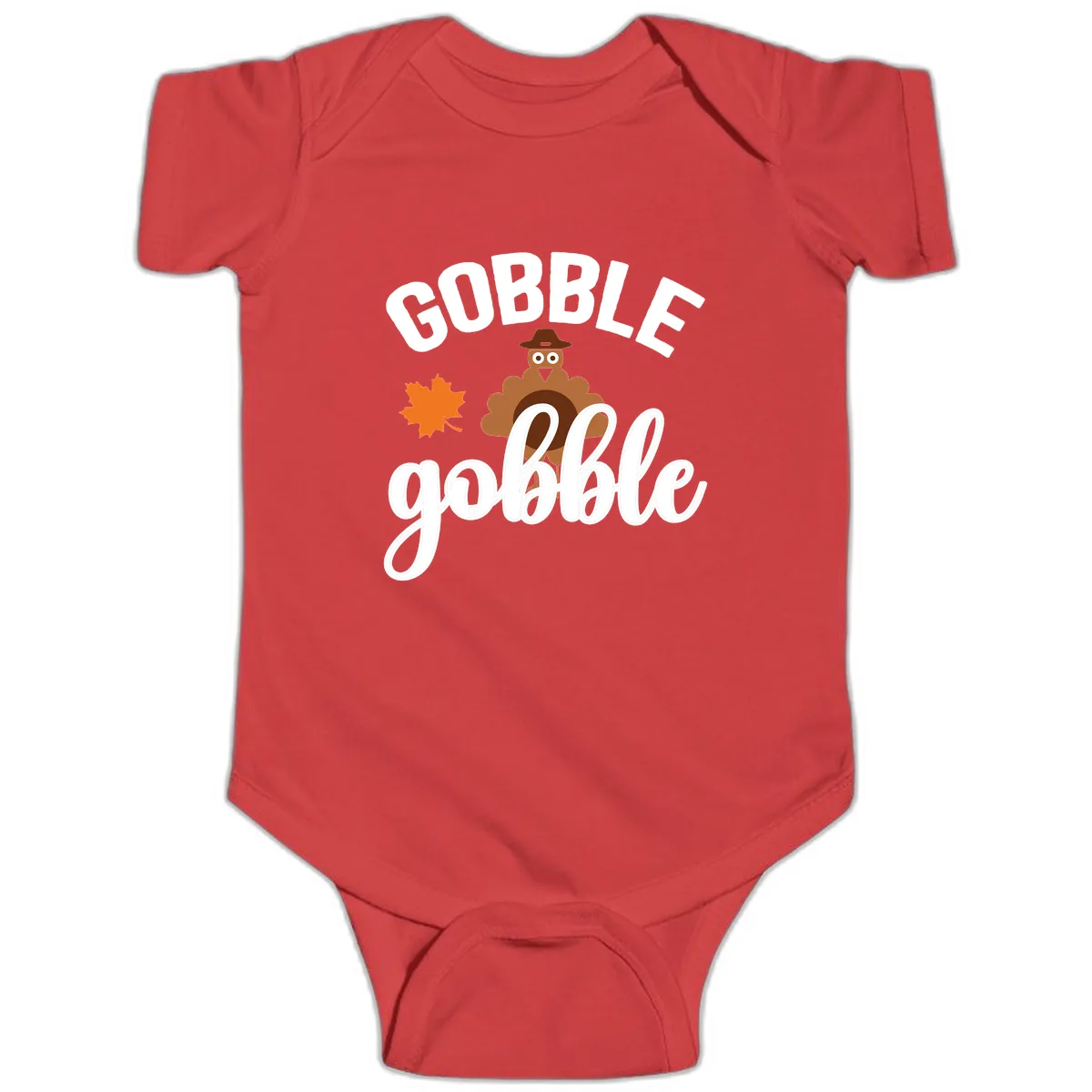 Gobble Gobble Turkey Thanksgiving Design Baby Onesie in Red