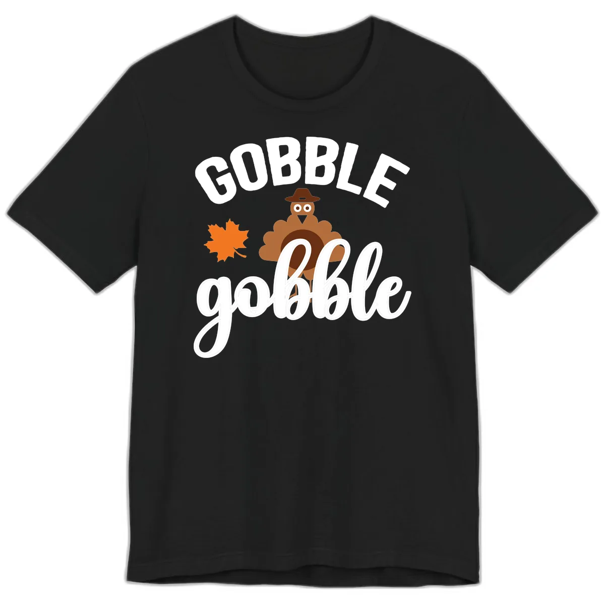 Gobble Gobble Turkey Thanksgiving Design Premium T-Shirt in Black