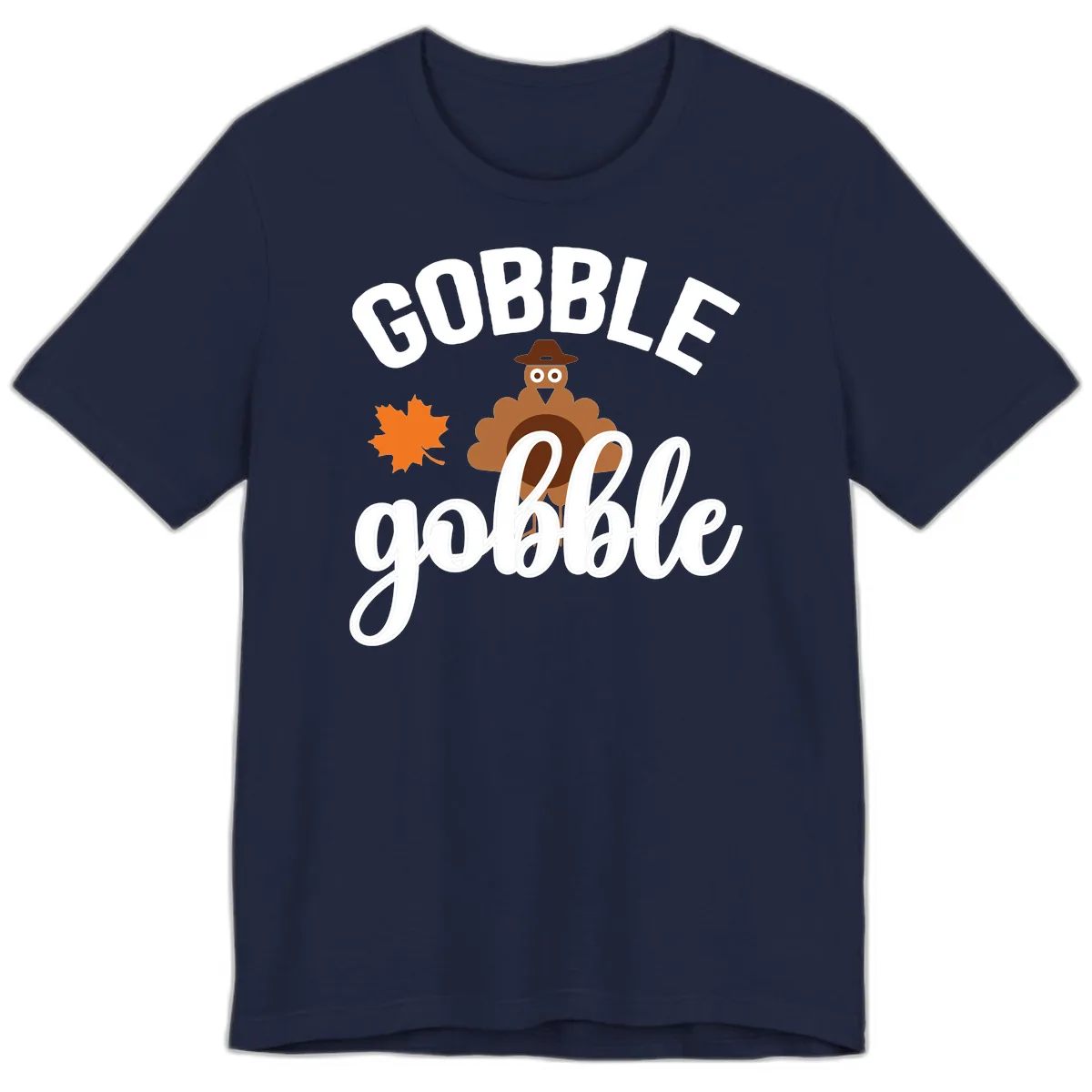 Gobble Gobble Turkey Thanksgiving Design Premium T-Shirt in Navy