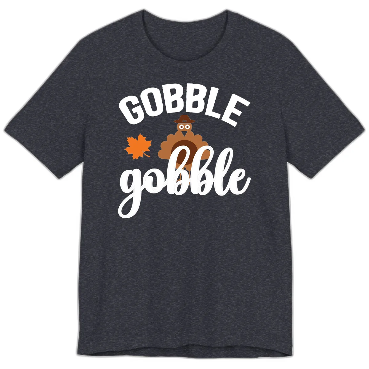 Gobble Gobble Turkey Thanksgiving Design Premium T-Shirt in Heather Navy