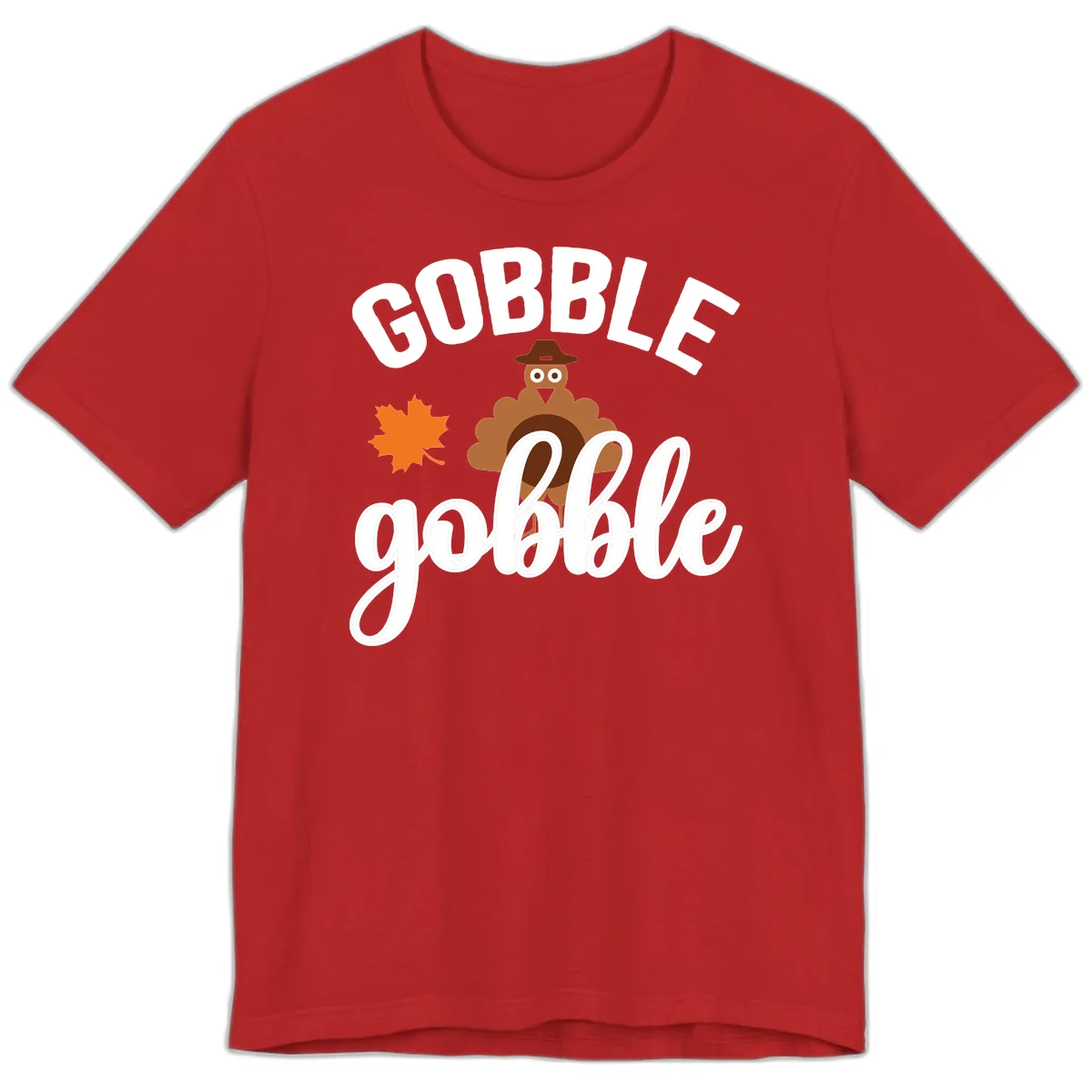 Gobble Gobble Turkey Thanksgiving Design Premium T-Shirt in Red