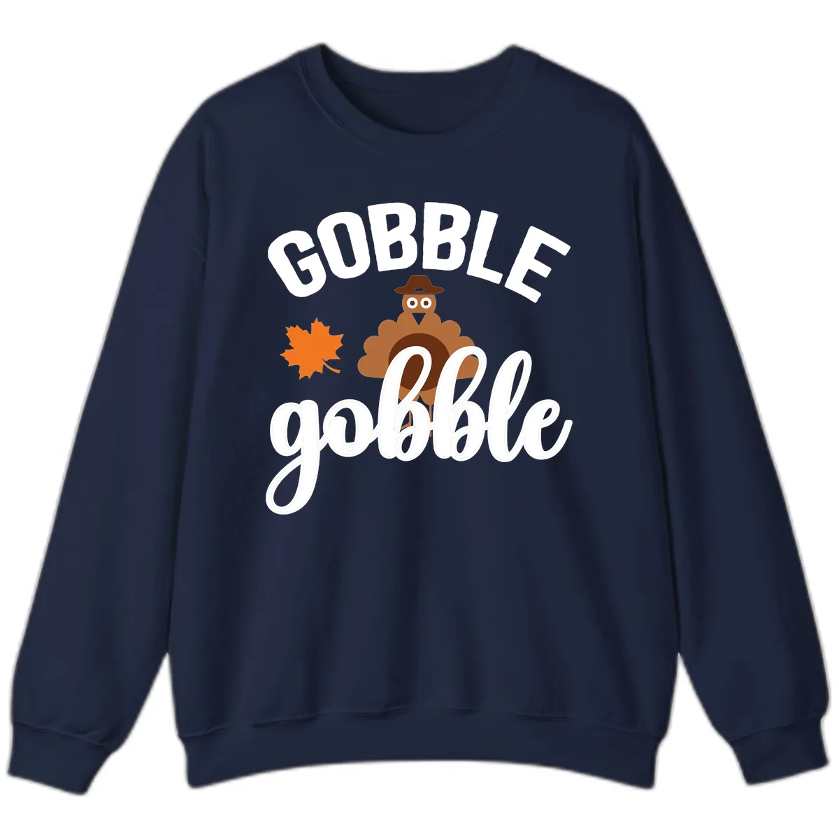 Gobble Gobble Turkey Thanksgiving Design Sweatshirt in Navy