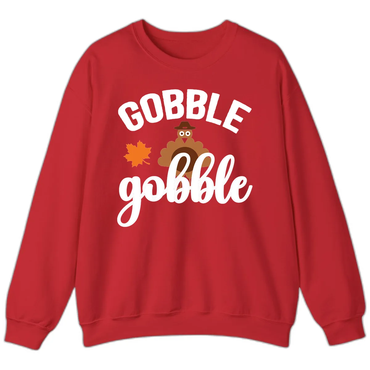 Gobble Gobble Turkey Thanksgiving Design Sweatshirt in Red