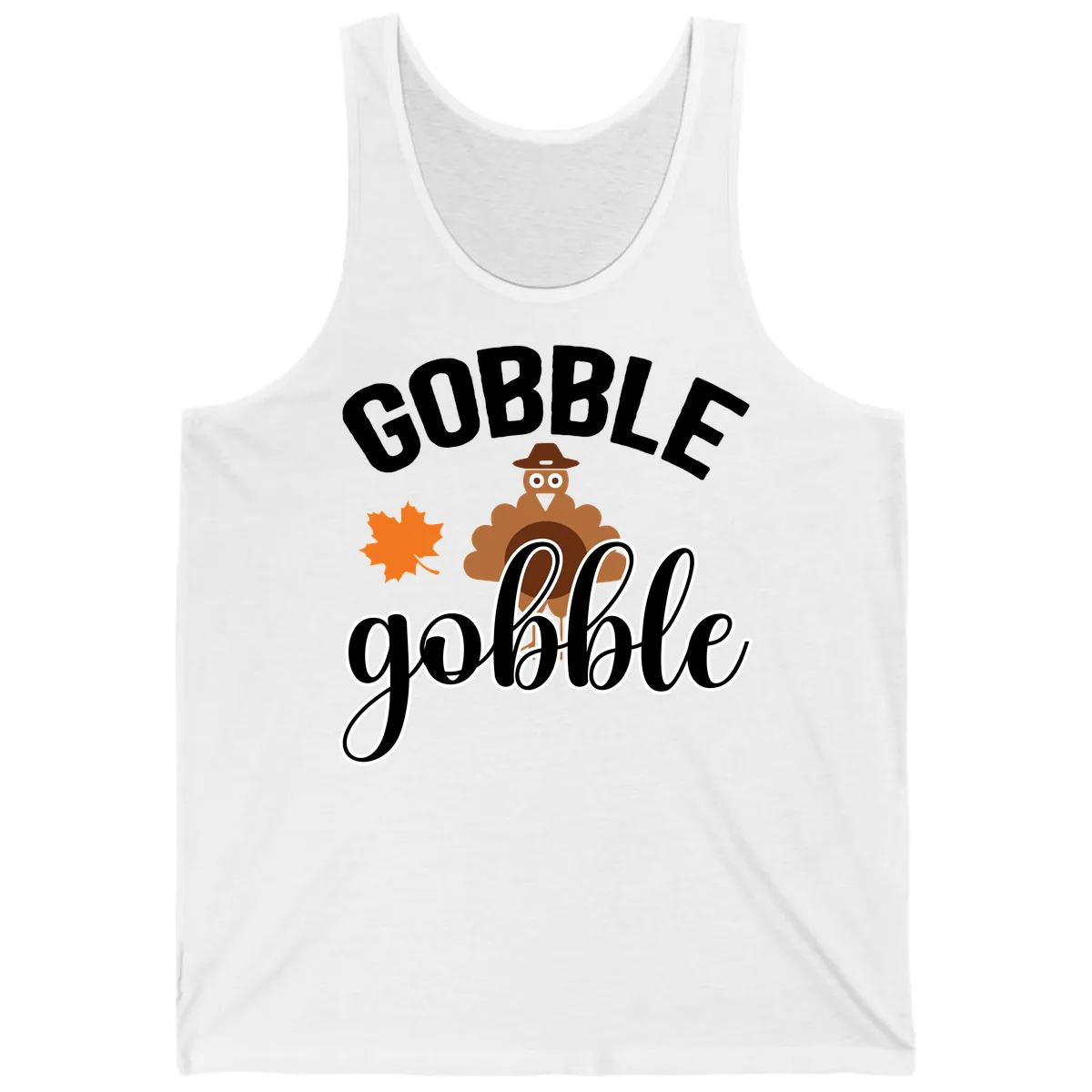 Gobble Gobble Turkey Thanksgiving Design Tank in White