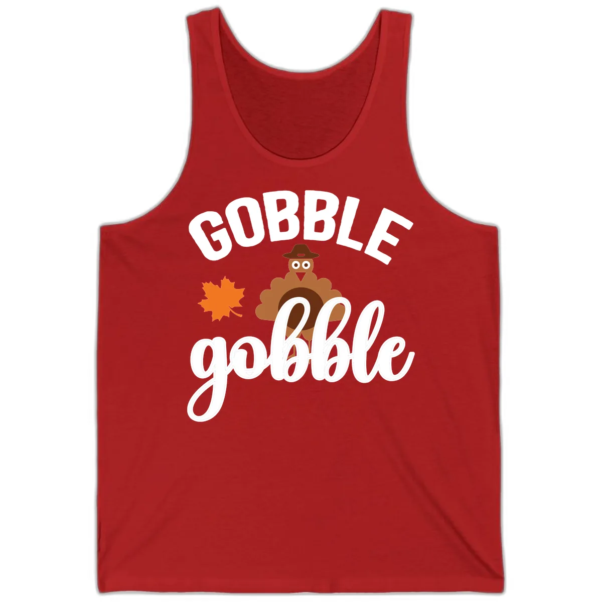 Gobble Gobble Turkey Thanksgiving Design Tank in Red