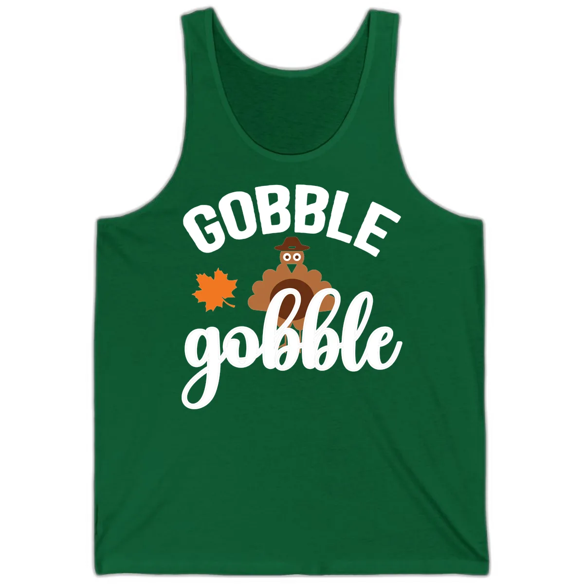 Gobble Gobble Turkey Thanksgiving Design Tank in Kelly