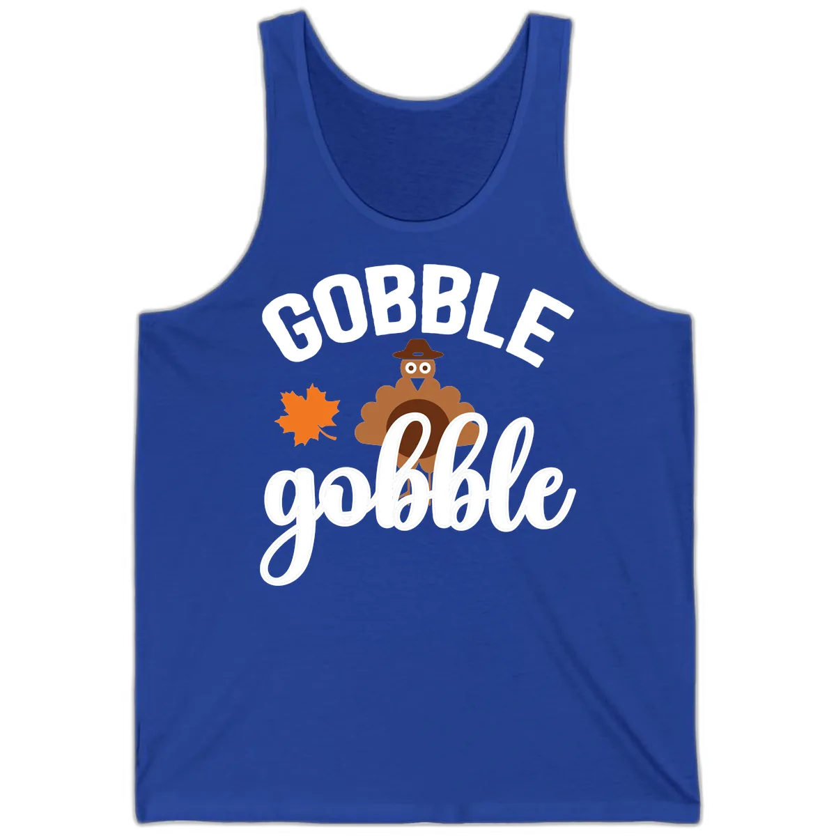Gobble Gobble Turkey Thanksgiving Design Tank in True Royal