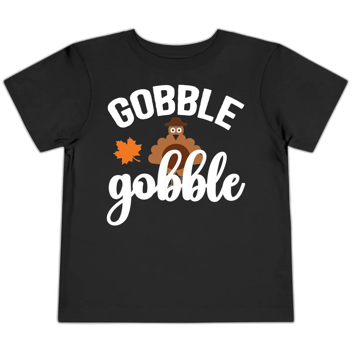 Gobble Gobble Turkey Thanksgiving Design Toddler T-Shirt in Black
