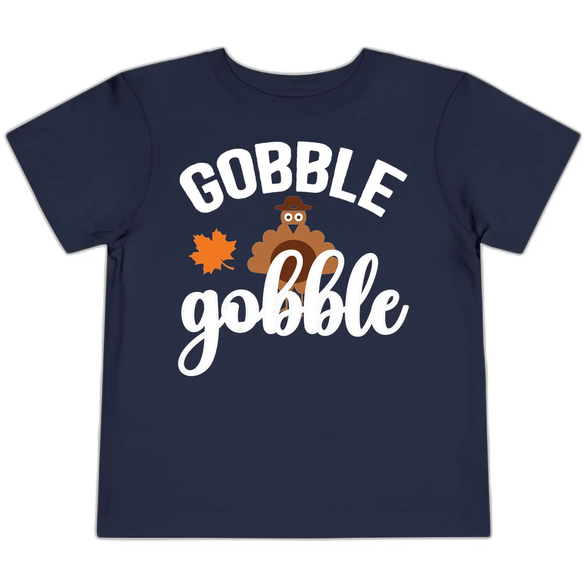 Gobble Gobble Turkey Thanksgiving Design Toddler T-Shirt in Navy
