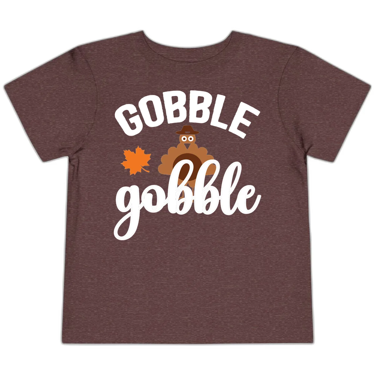 Gobble Gobble Turkey Thanksgiving Design Toddler T-Shirt in Heather Maroon