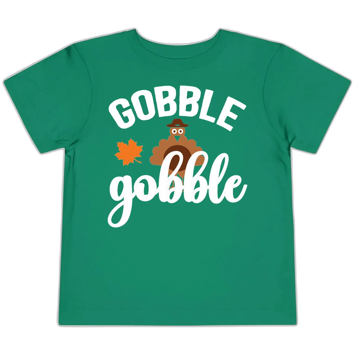 Gobble Gobble Turkey Thanksgiving Design Toddler T-Shirt in Kelly