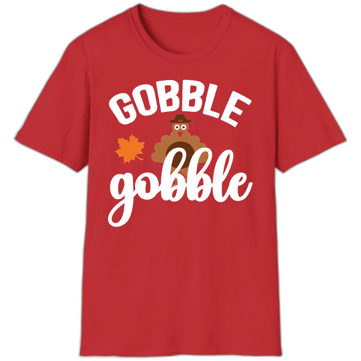 Gobble Gobble Turkey Thanksgiving Design T-Shirt in Red