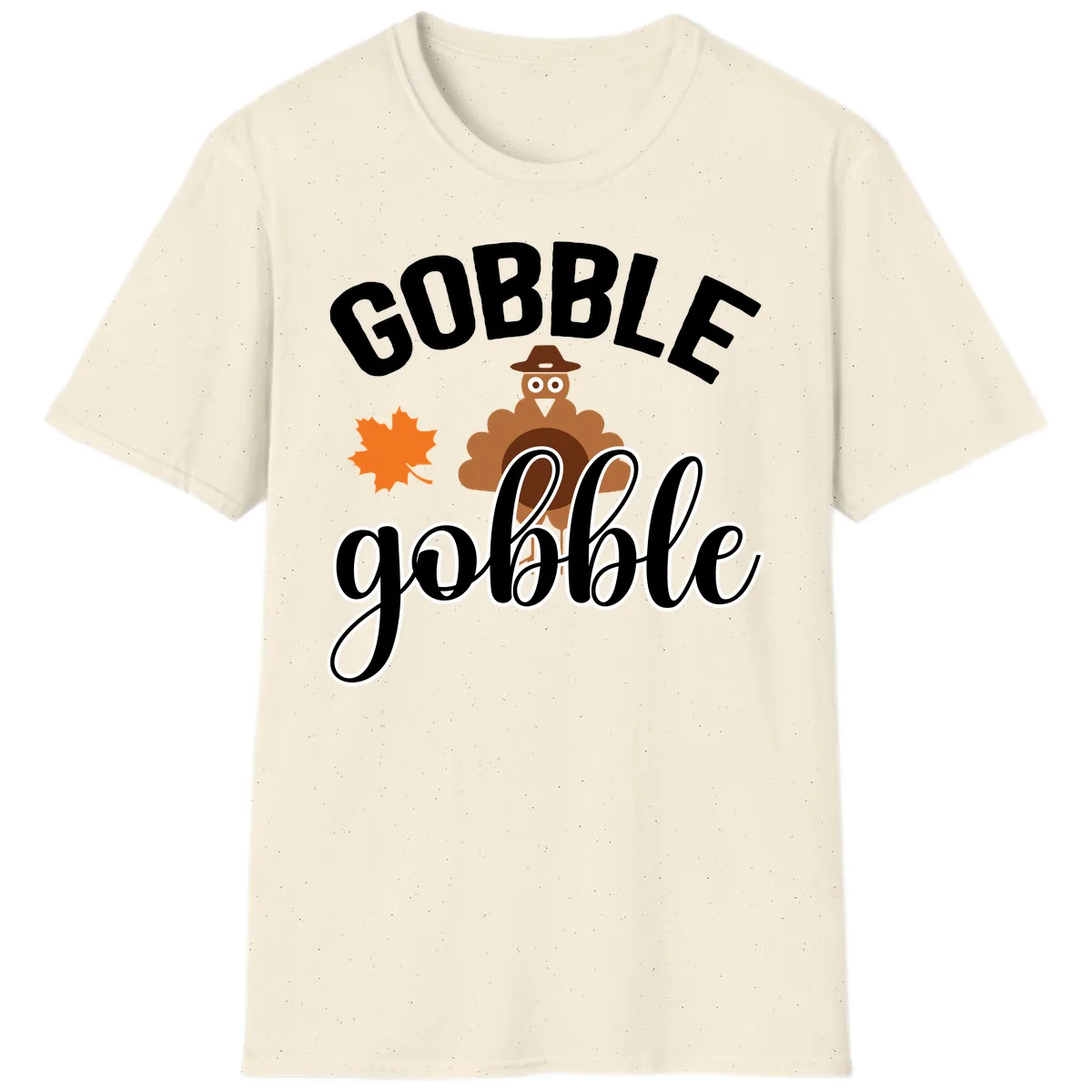 Gobble Gobble Turkey Thanksgiving Design T-Shirt in Natural