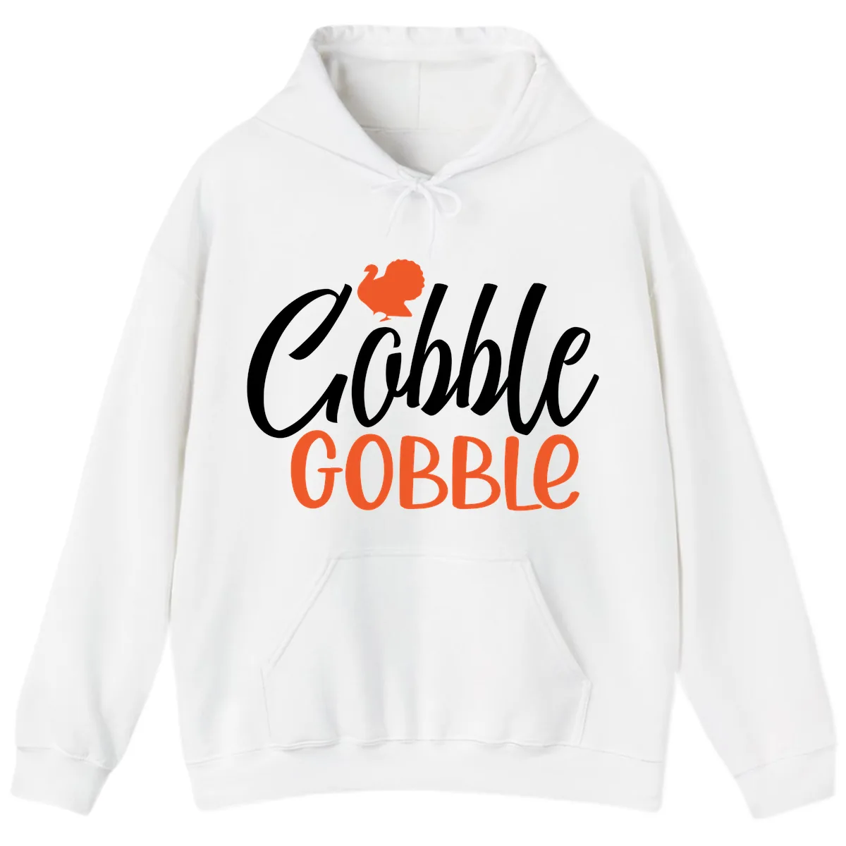 Gobble Gobble Turkey Thanksgiving Design Hoodie in White
