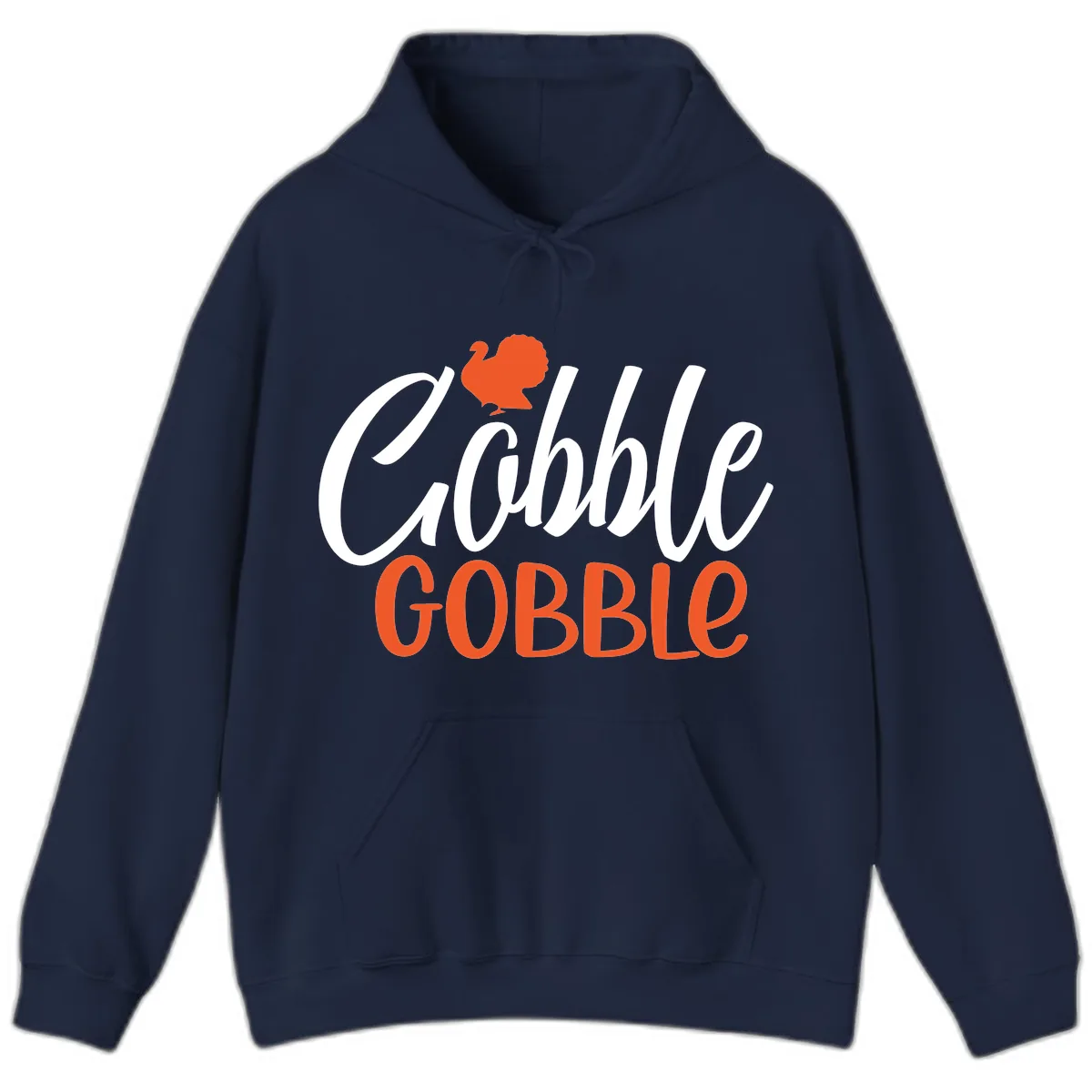 Gobble Gobble Turkey Thanksgiving Design Hoodie in Navy