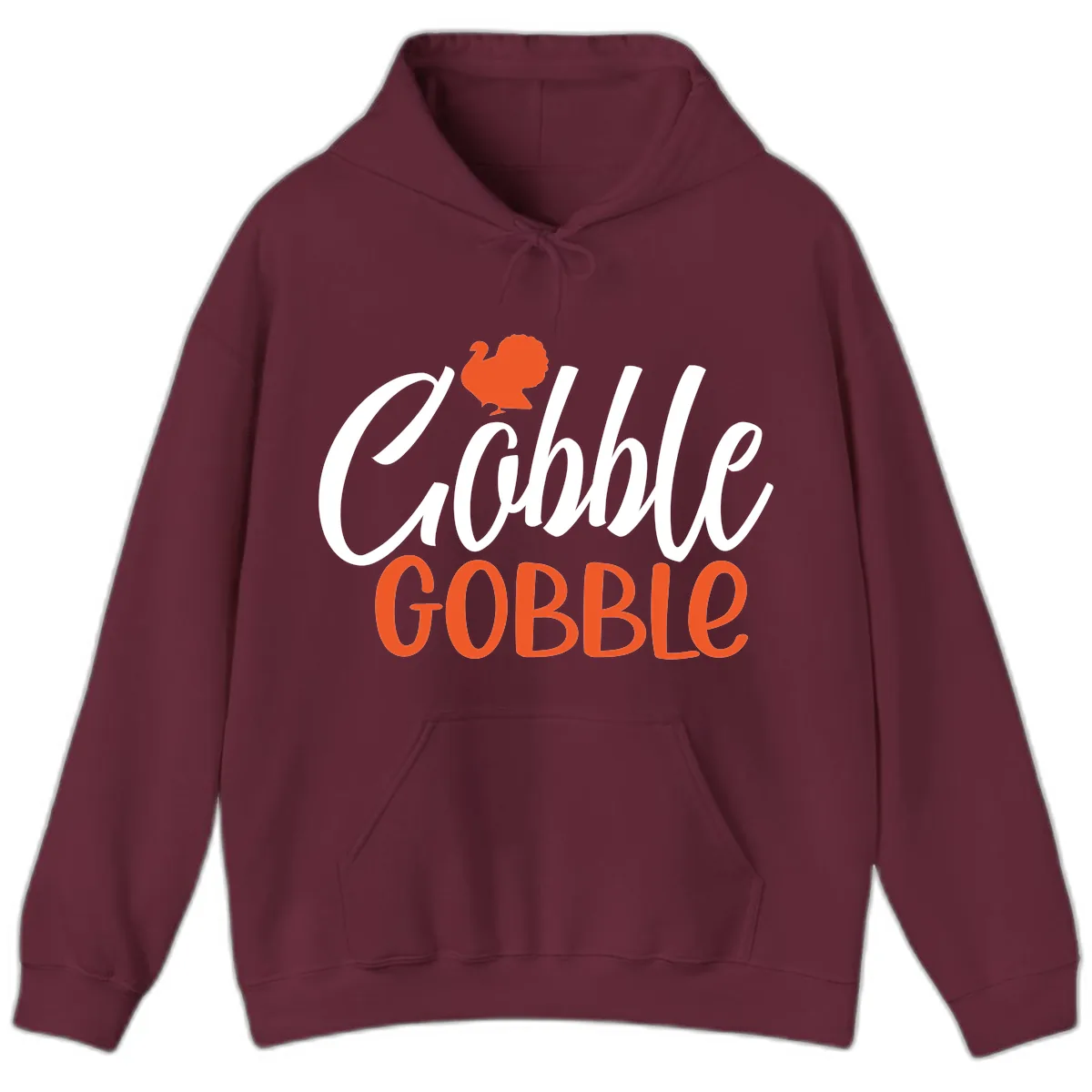 Gobble Gobble Turkey Thanksgiving Design Hoodie in Maroon
