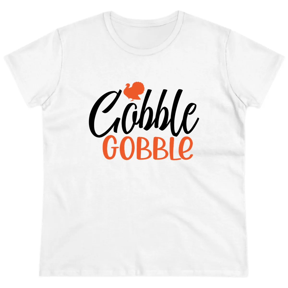 Gobble Gobble Turkey Thanksgiving Design Ladies Tee in White