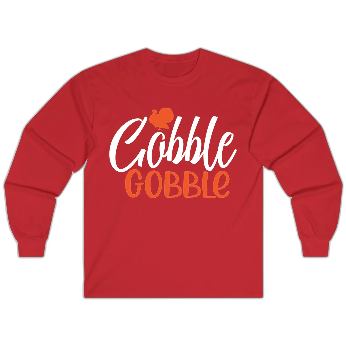 Gobble Gobble Turkey Thanksgiving Design Long Sleeve in Red