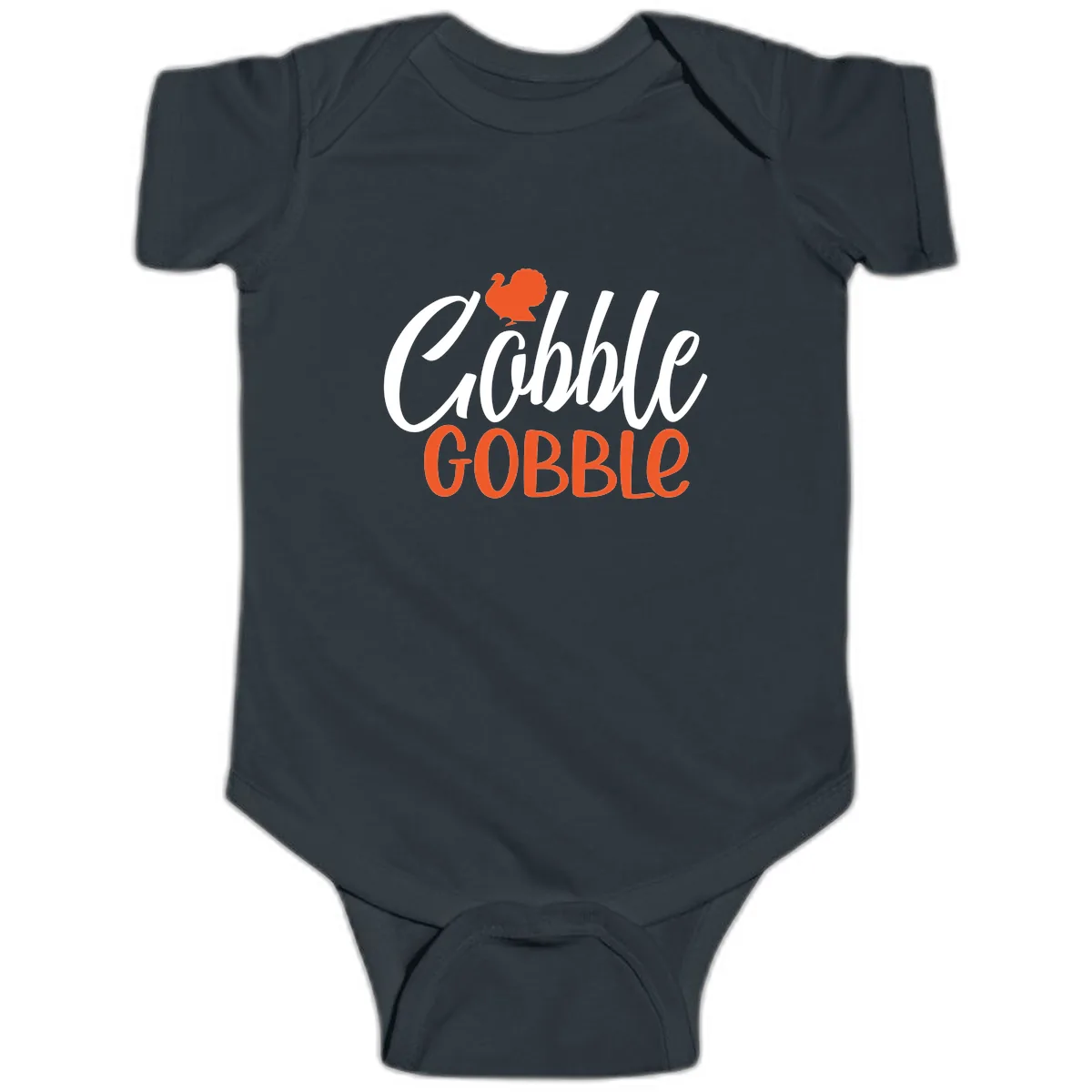 Gobble Gobble Turkey Thanksgiving Design Baby Onesie in Black