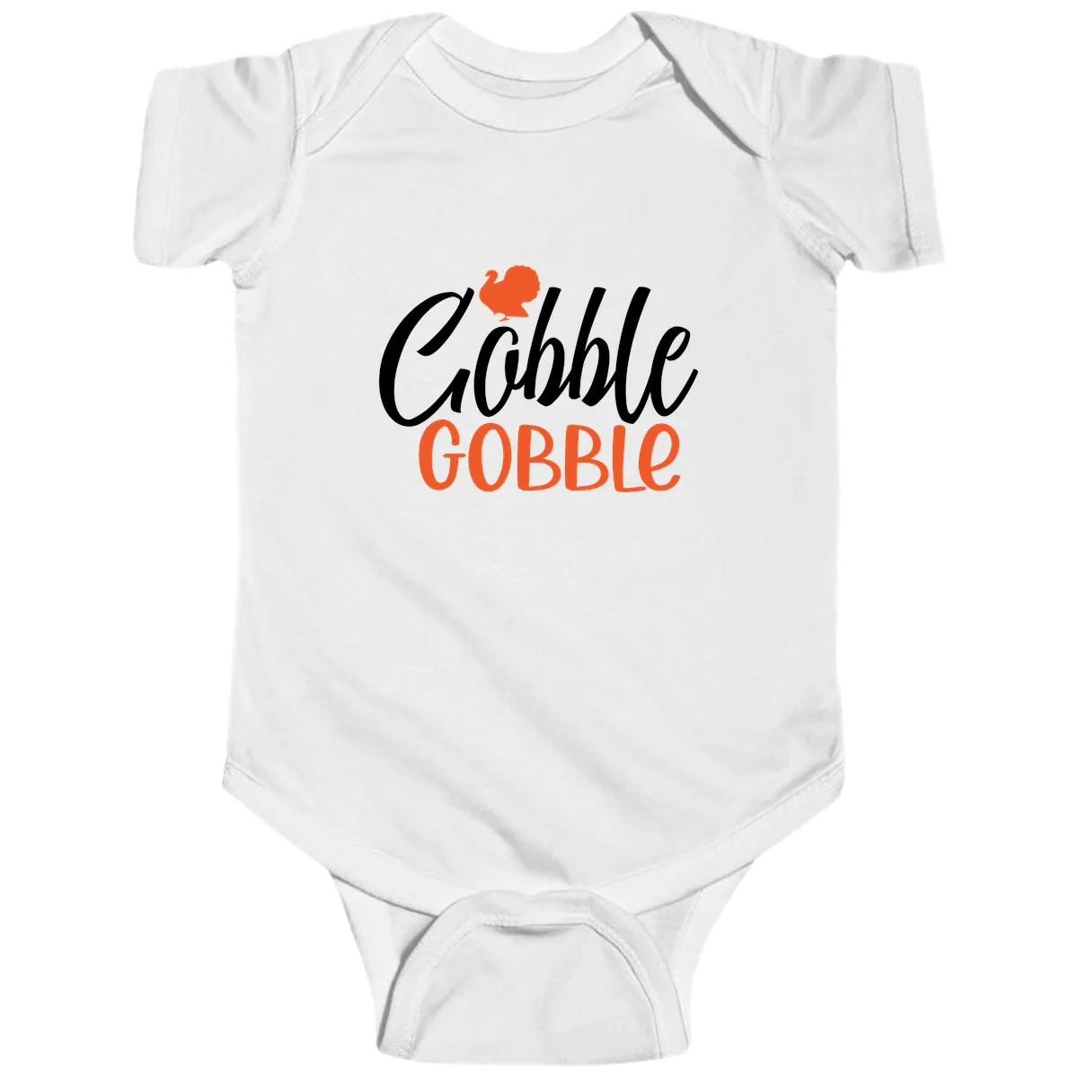 Gobble Gobble Turkey Thanksgiving Design Baby Onesie in White