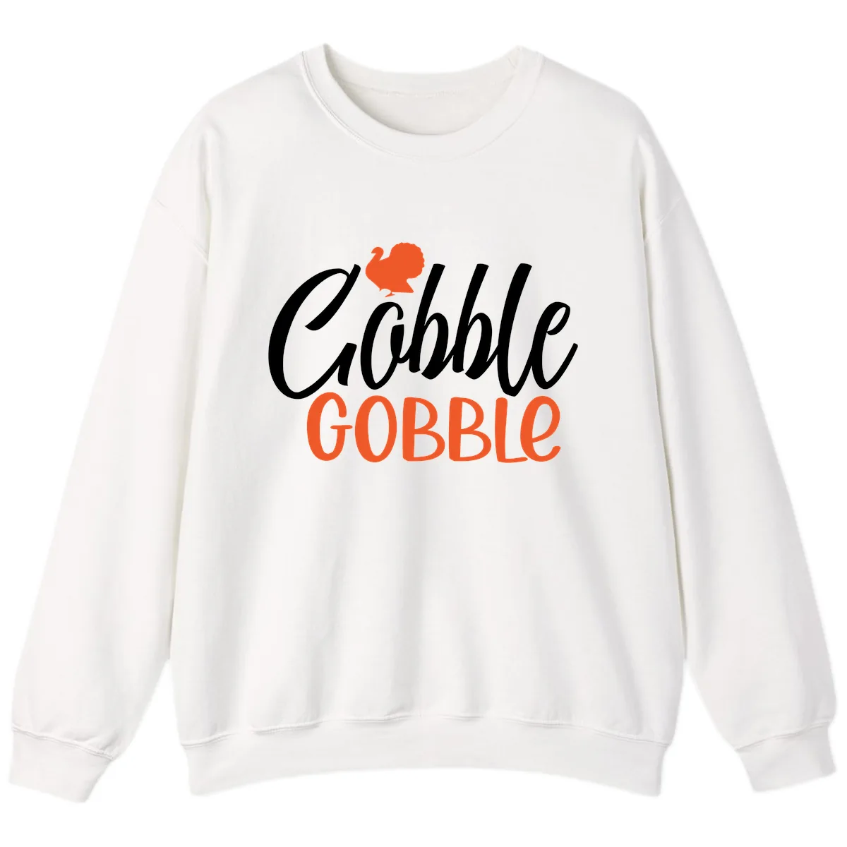 Gobble Gobble Turkey Thanksgiving Design Sweatshirt in White
