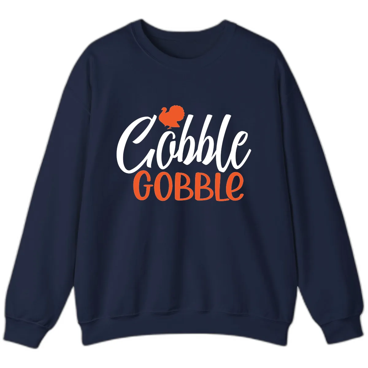 Gobble Gobble Turkey Thanksgiving Design Sweatshirt in Navy