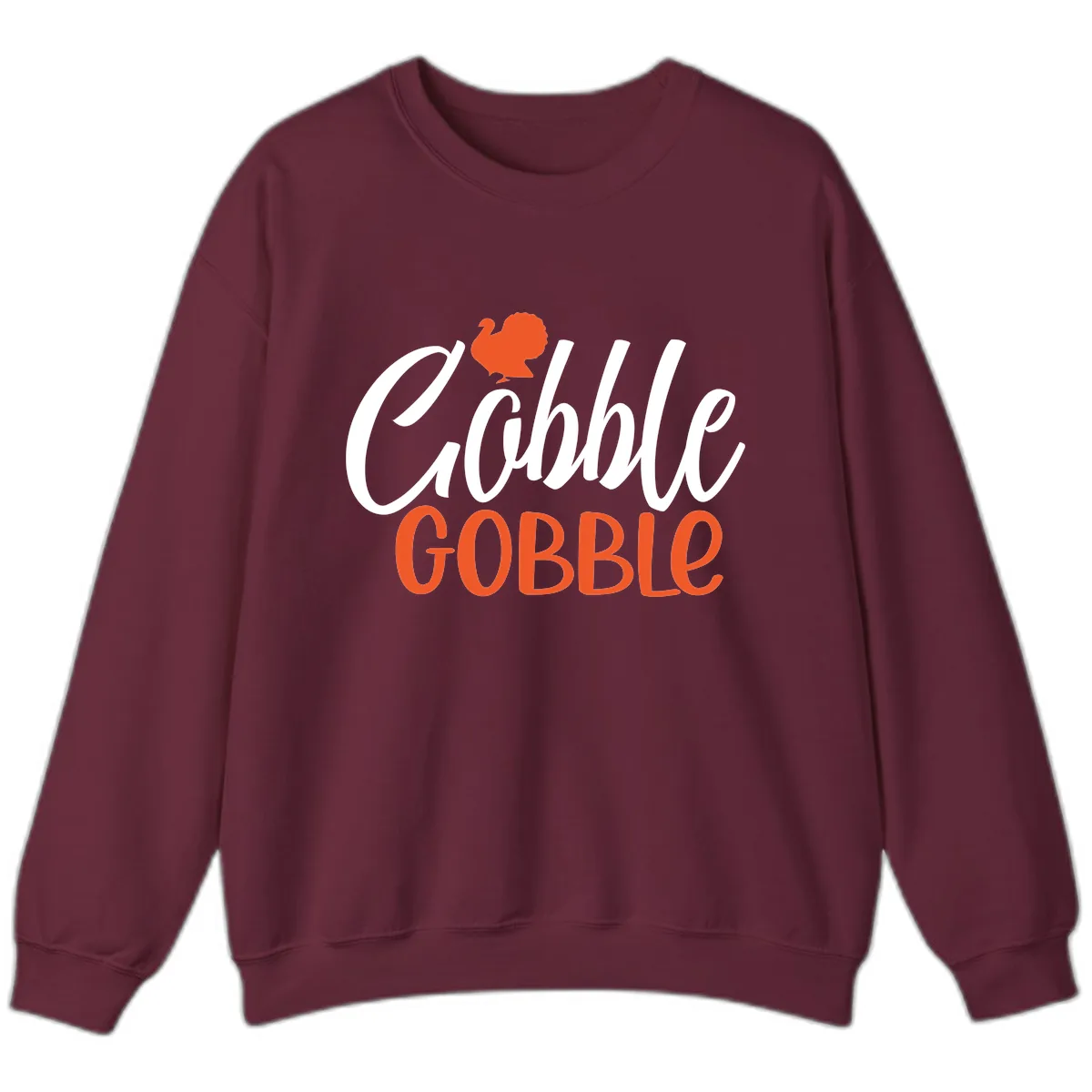Gobble Gobble Turkey Thanksgiving Design Sweatshirt in Maroon