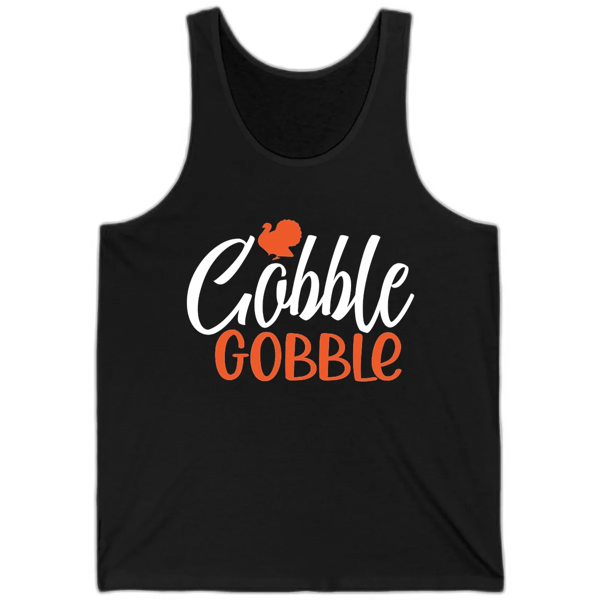 Gobble Gobble Turkey Thanksgiving Design Tank in Black