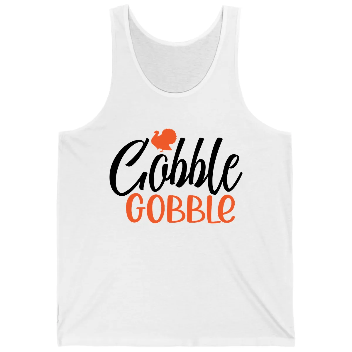 Gobble Gobble Turkey Thanksgiving Design Tank in White