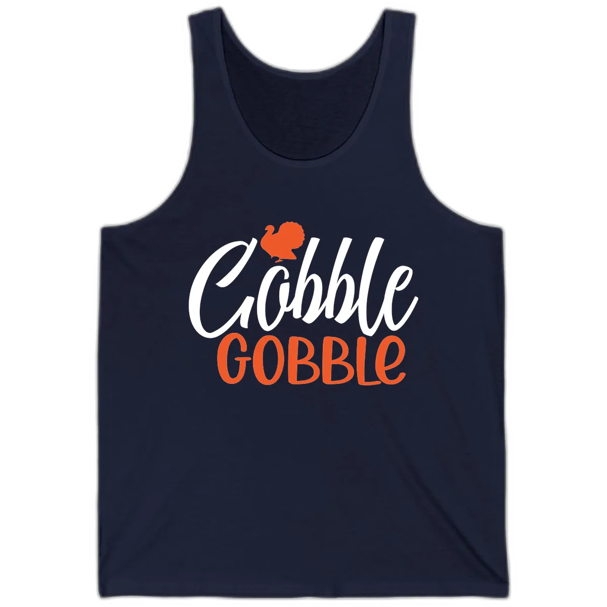 Gobble Gobble Turkey Thanksgiving Design Tank in Navy