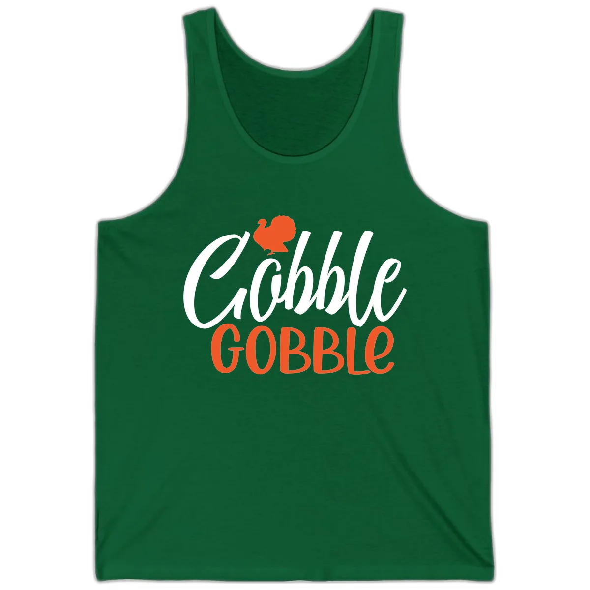 Gobble Gobble Turkey Thanksgiving Design Tank in Kelly