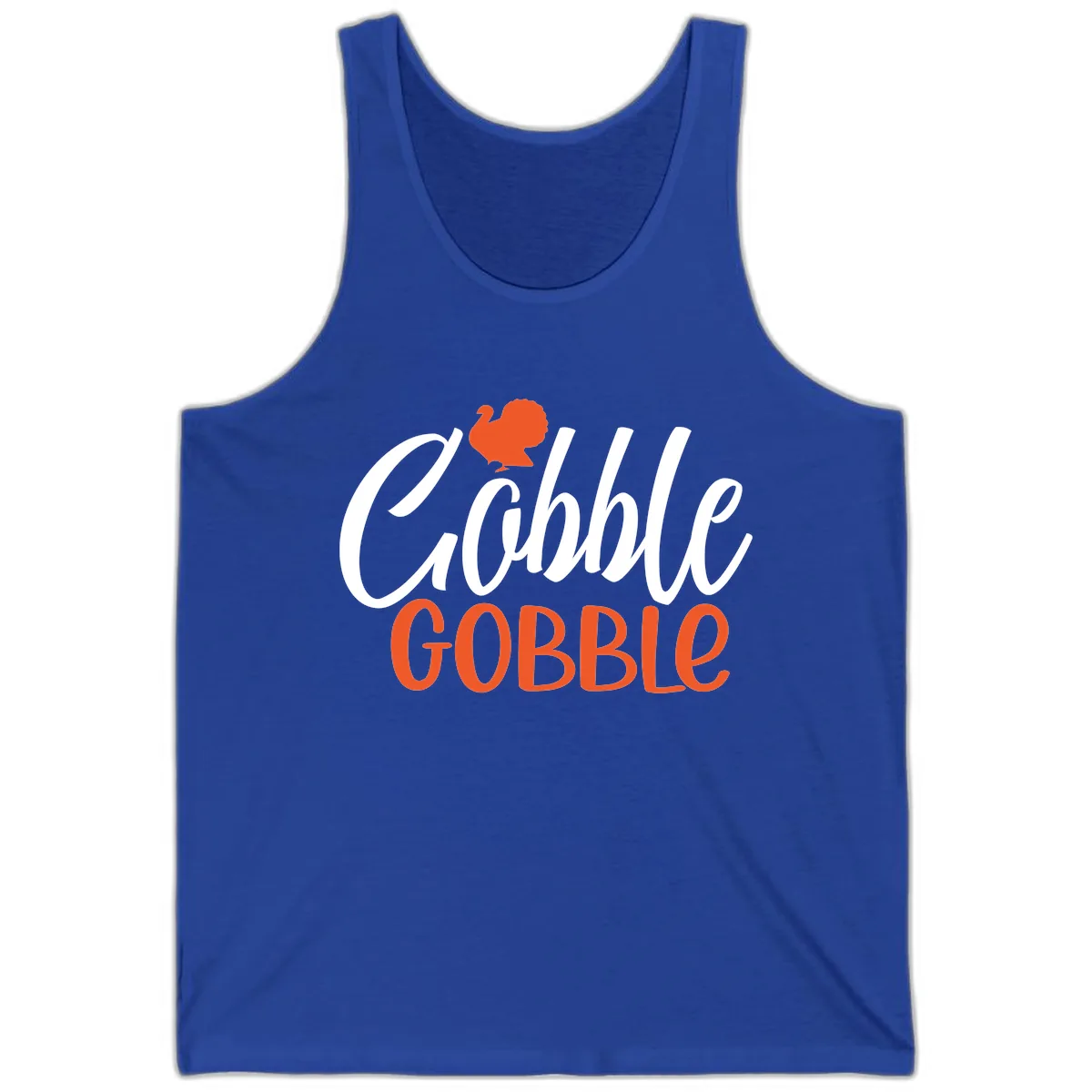 Gobble Gobble Turkey Thanksgiving Design Tank in True Royal