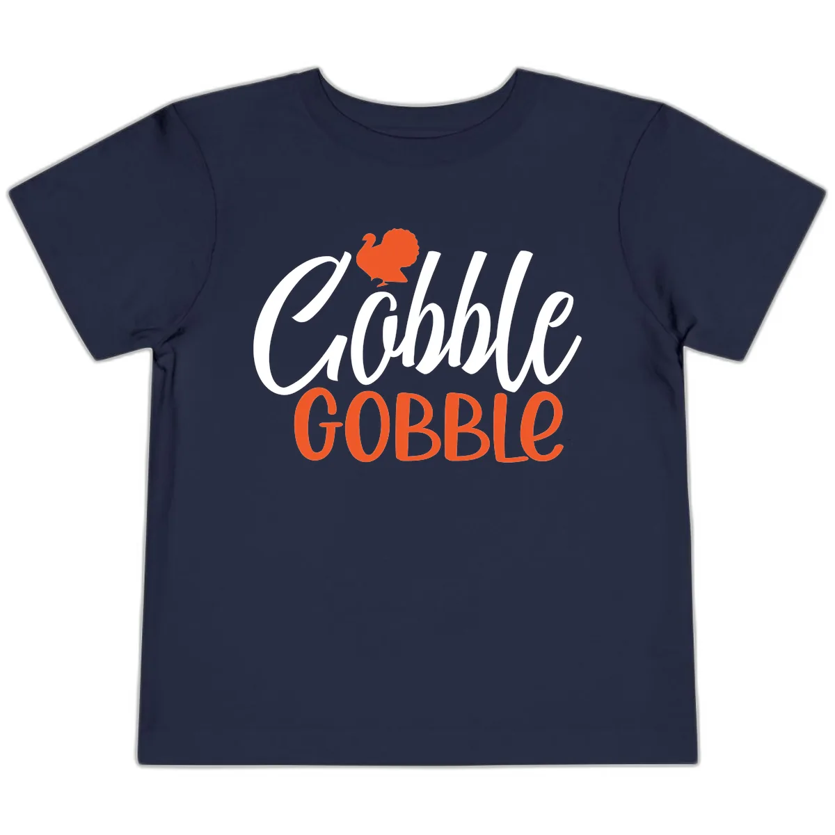 Gobble Gobble Turkey Thanksgiving Design Toddler T-Shirt in Navy