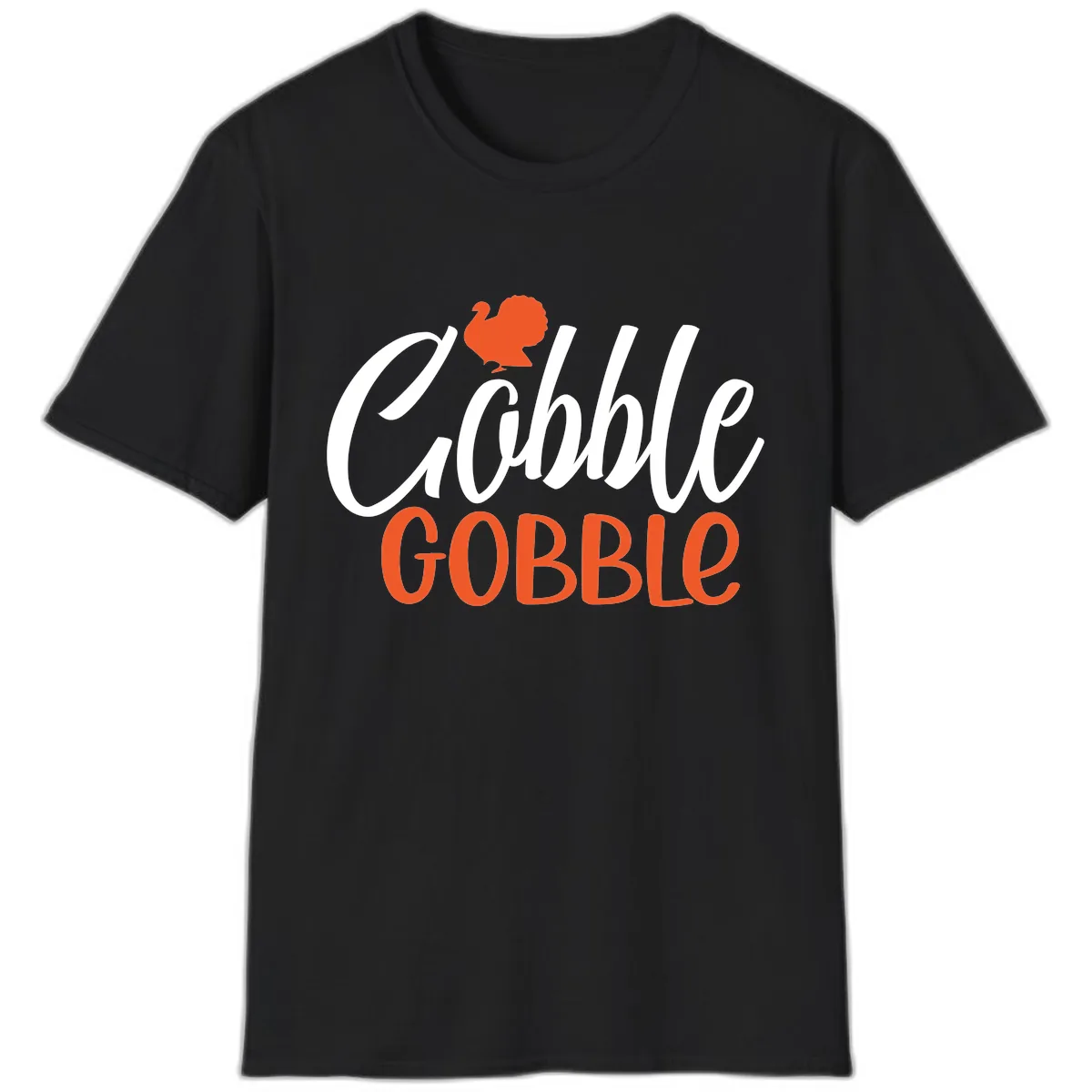 Gobble Gobble Turkey Thanksgiving Design T-Shirt in Black