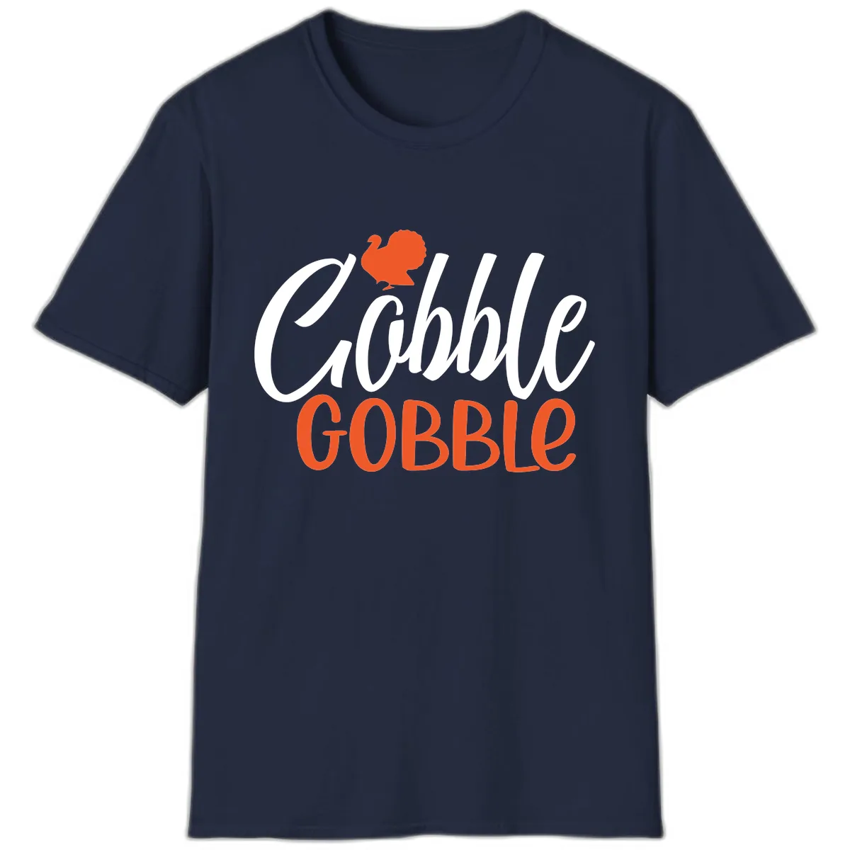 Gobble Gobble Turkey Thanksgiving Design T-Shirt in Navy
